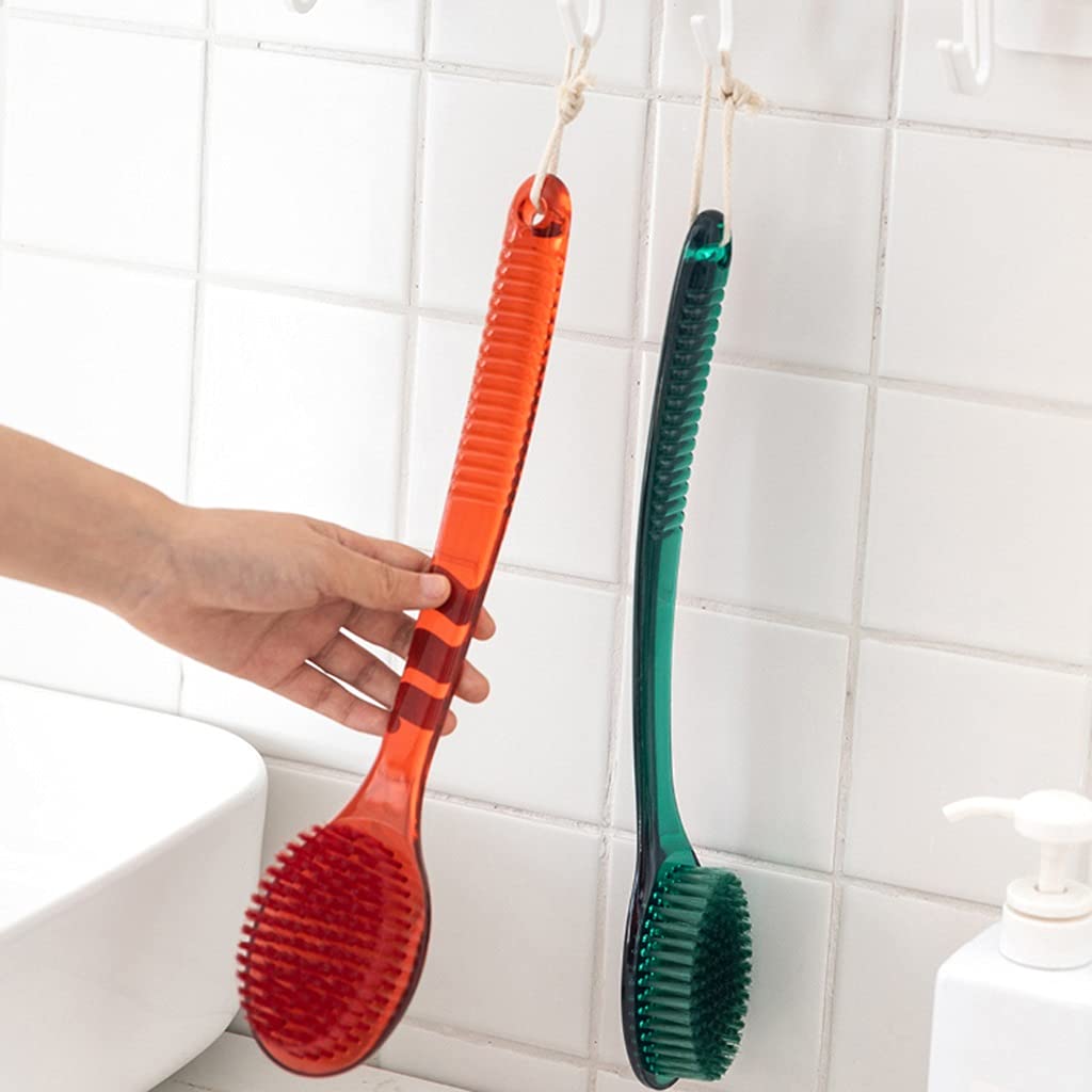 Cepillo de baño Cepillo para el Cuerpo de Textura Suave, cerdas de Nailon Cepillo Trasero con Mango Antideslizante roscado por inyección PS, estimula la circulación sanguínea (Color : Red,