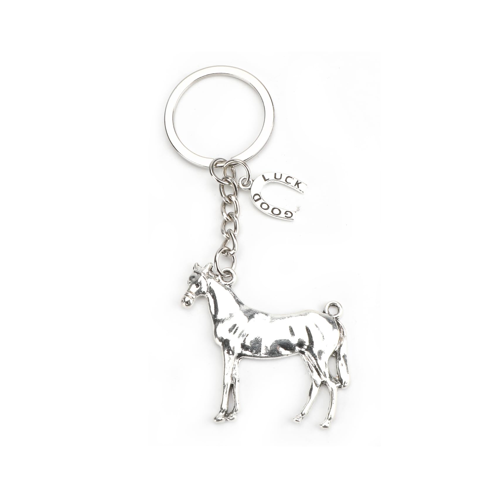 Tranbath Glücksbringer Schlüsselanhänger mit Pferd, inspirierende Aufmunterung aus Edelstahl, Geschenk für Mädchen und Frauen, perfekt für Pferdeliebhaber und als Glücksstein-Schlüsselanhänger