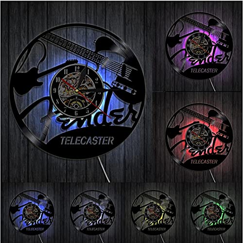 Horloge murale guitare design moderne vinyle d'art pour salon chic