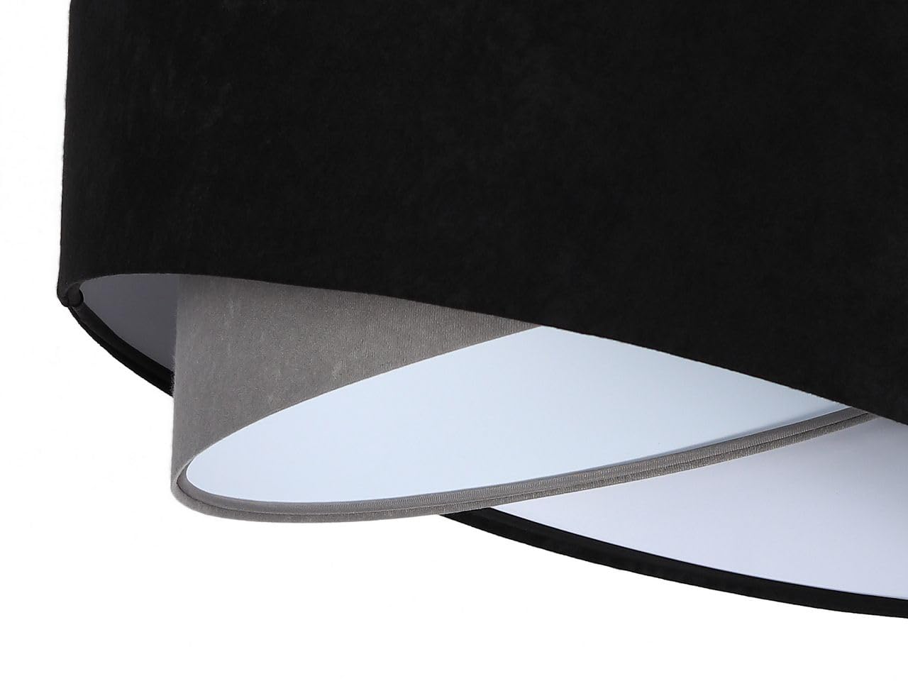 Licht-Erlebnisse Pendelleuchte rund Ø 50 cm Schwarz Grau Stoff Velours Optik E27 Doppelschirm Modern Hängelampe Wohnzimmer Hängeleuchte Esszimmer