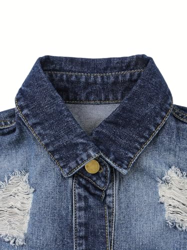 Women Long Sleeve Denim Jacket Oversized Lapel Button Up Shacket Casual Boyfriend Western Trucker Jean Jackets4