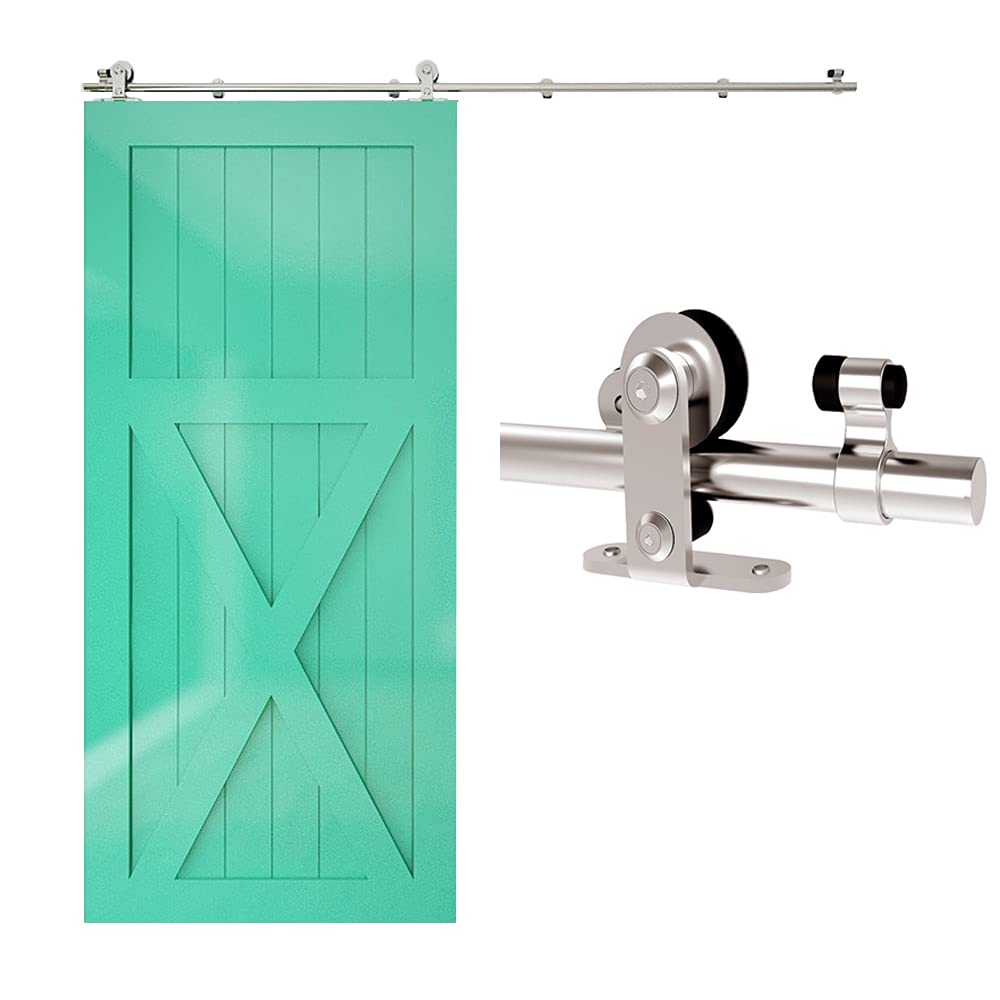Sliding Barn Door Hardware Kit 8FT (2.44M) for Single Wood Door Stainless Steel Sliding Door Track WOLFBIRD - T Style