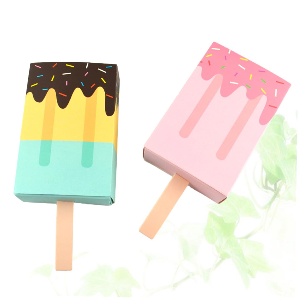 100 Pezzi Scatole di Carta Forma Gelato Cassetto per Confezionare Caramelle e Biscotti Colore Blu e Rosa per Festa di Compleanno e Attività Creative