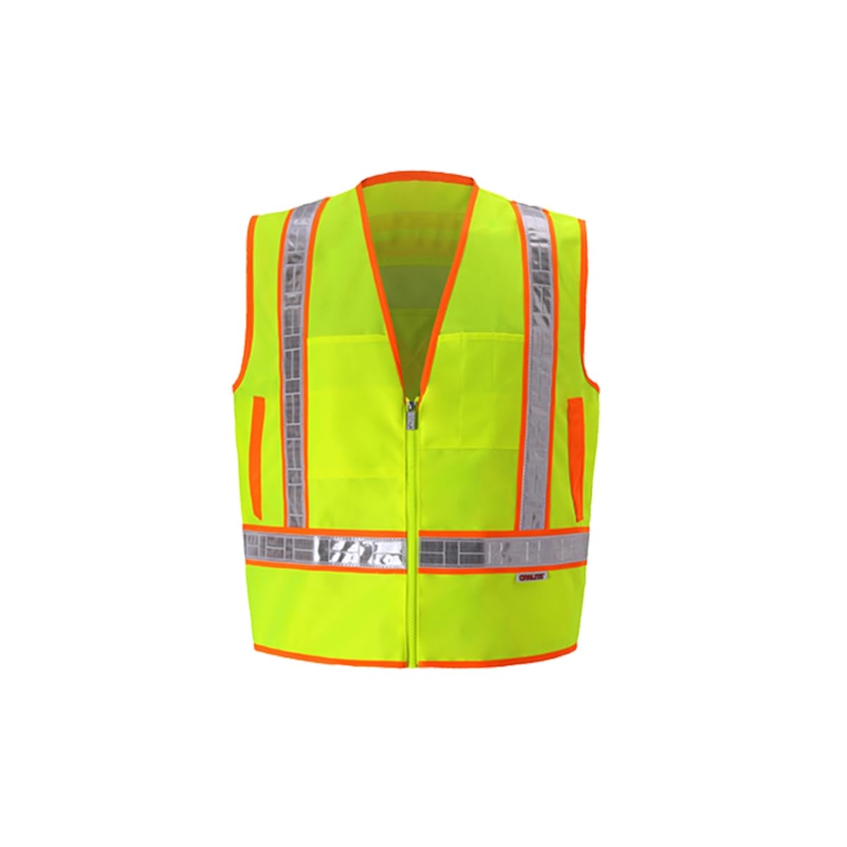 2W International 8048OC-2 XL Class 2 Zipper Front Oralite High-Viz Vest Lime - Extra Large