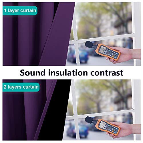 NICETOWN Cold Blocking 100% Blackout Curtains with Black Liner Backing, Thermal Insulated Curtains for Living Room, Noise Reducing Drapes, Royal Purple, 42" Wide x 84" Long Per Panel, Set of 2 Panels by NICETOWN - Image 4