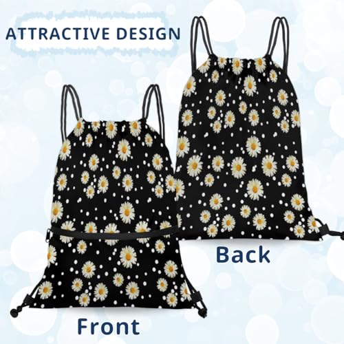 Daisy Dots Abstract Drawstring Bag Backpack 14" x 18" Gym String Bag Sports Drawstring Sackpack Cinch Sack Waterproof String backpack for Women Men - Image 5