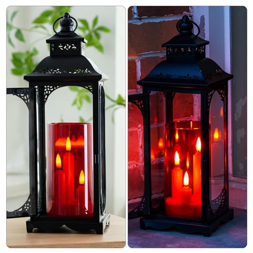 Image of Hausware 3-in-1 Flameless LED Taper Candles with Remote - Battery Operated, Realistic & Portable Candles Set,3-Pack,Durable Indoor /Outdoor Decor (Red)