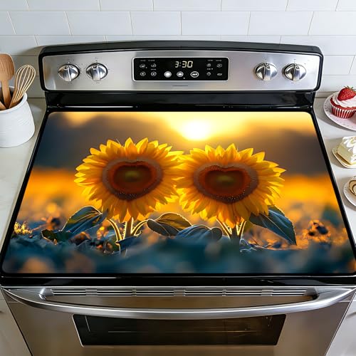 Image of BVBOX Stove Top Cover for Electric Stove, 28 inch x 20 inch Glass Cooktop Protector Mat with Hanging Loops, Anti-Scratch Non-Slip Dish Drying Mat, Washable Countertop Pad