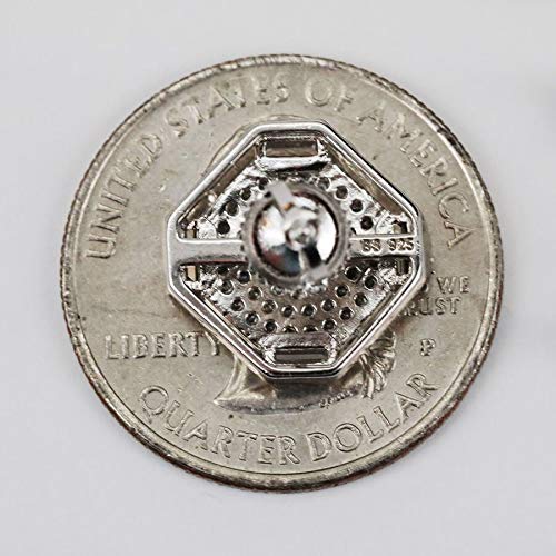 Solid 925 Sterling Silver Men's Baguette Micropave Earrings - Iced Large 1/2" Screw Back Earrings #TOP4