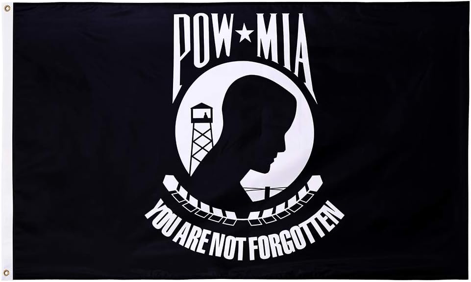 Pow Mia Flags 3x5 Outdoor Vivid Color and Fade Proof You are Not Forgotten Prisoner of War Flags Army Military Pow Flags with Brass Grommets