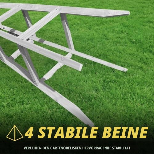 Garden Mile® Großer Garten-Obelisken-Bogen – 1,9 m robuster Holz-Pflanzkäfig – freistehende Pyramidenstruktur für Rosen, Kletterpflanzen, Outdoor-Dekoration, Gartengeschenke und Tomatenkäfig