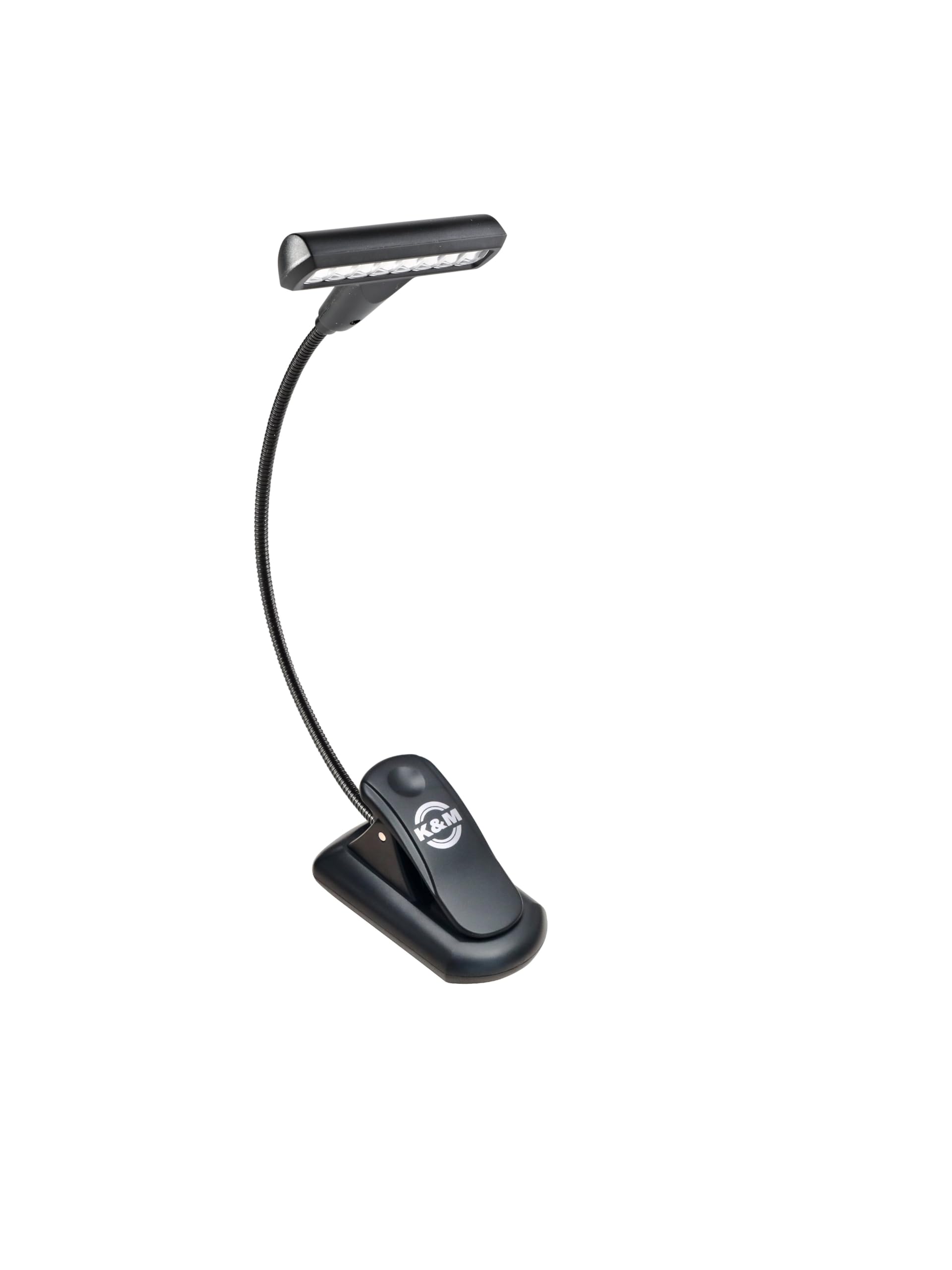 K&M 12264 T-Model FlexLight - Lámpara led para atril (4200 lux, con batería, fijación de clip, cuello de cisne), color negro