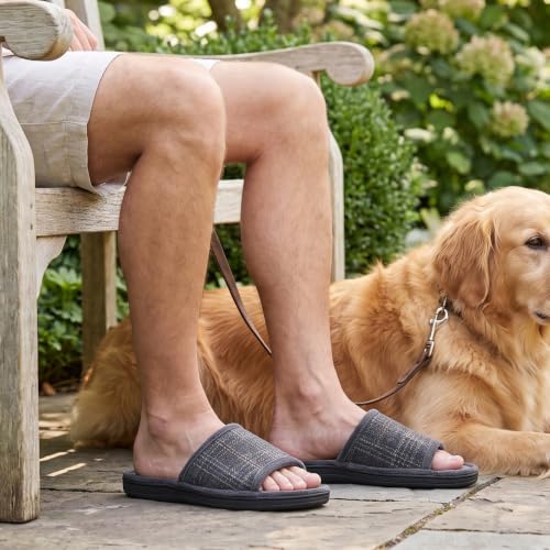 Image of Men's Comfort Open Toe Slippers, Upgraded 60D Memory Foam Bedroom Slip on