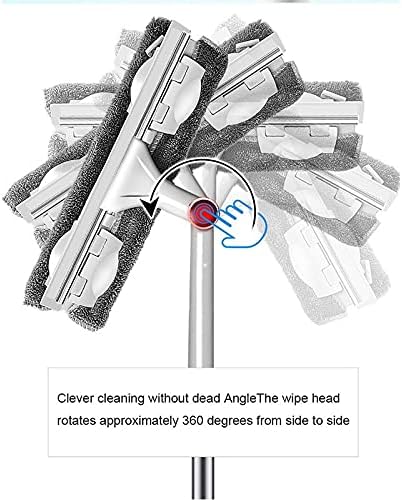 Rotating Glass Cleaning Mop Telescopic High Rise Window Cleaner Silicone Scraper Long Handle Fiber Window Scrubber