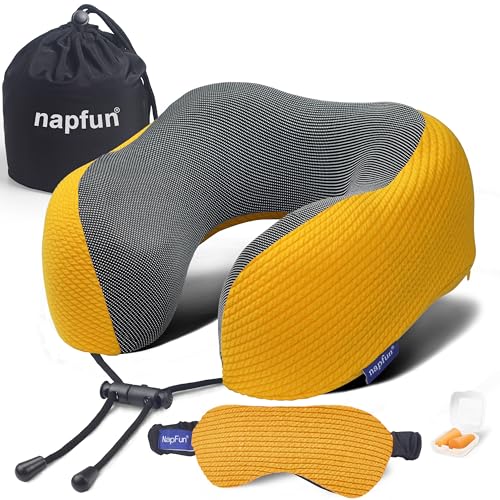 napfun Neck Pillow for Traveling, Upgraded Travel Neck Pillow for
