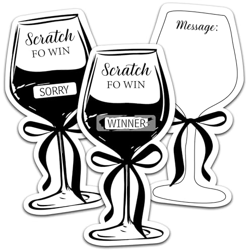 50pcs Black Bow Wine Glass Scratch-Off Cards for Events