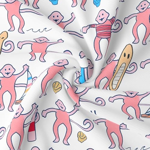 Image of Ammiko Womens Pajamas Set Y2k Loungewear Pajama Button Down Top and Shorts Monkey Beach Short Sleeve Sleepwear Preppy