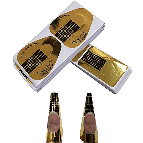 200 Pc Nail Forms, Gold big Nail Extension Forms