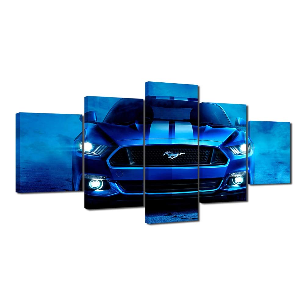 Tableau mural super voiture 5 panneaux pour decoration de chambre
