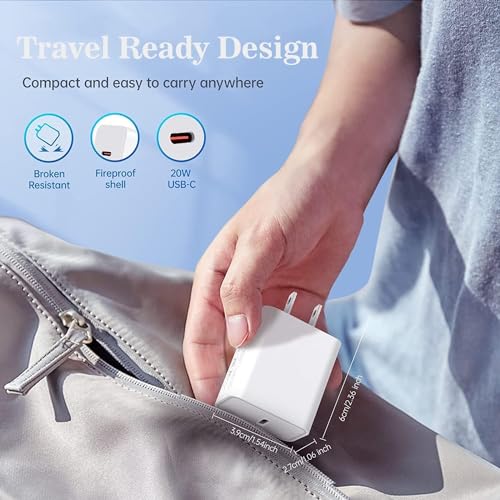 wabklove USB C Charger 2 Pack 20W Type C Wall Charger Block with 6FT Long USB C to Lightning Cable Compatible with iPhone 14 Pro/13 Pro/12 Pro Max/11/XS Max/XS/XR/X/8 - image 5