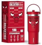 Hydrapeak x NBA Officially Licensed Chicago Bulls 32oz Nomad Stainless Steel Tumbler with Handle and Straw Lid, Leakproof Water Bottle in Limited Edition Collector's Gift Box