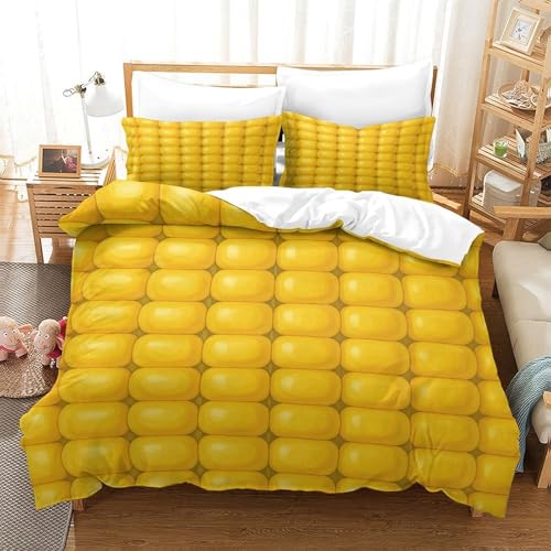 Parure de lit maïs 3D housse 140x200cm aliments nature