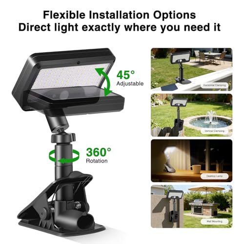 iMaihom Clip On Solar Lights Outdoor with Motion Sensor, 92 LED 600LM Solar Fence Lights, Warm/Neutral/Cool White, 360° Adjustable, IP65 Waterproof Security Light for Deck, Gutter, Porch (2, Black) - image 7