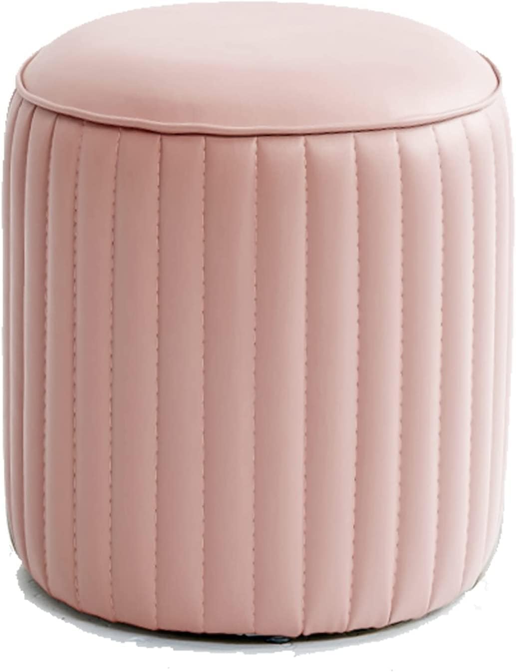 PU Leather Round Ottoman Footstool Seat for Changing Shoes in Living