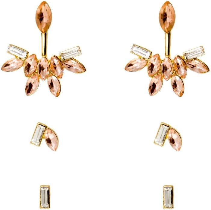 Johnny Loves Rosie Women Silver Glass Stud Earrings Sienna Nude Multipack