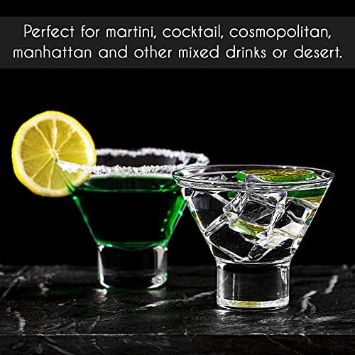 CRYSTALIA Premium Quality Stemless Martini Glasses Set of 4 100% Lead Free Multi-Purpose Glass Dessert Cups Majito Margarita Glasses Stemless Cocktail Glasses Ice Cream Cups Espresso Martini Glasses