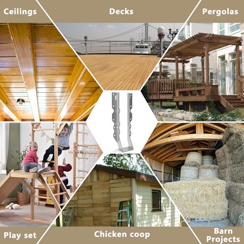 Image of 25pcs 2x10 Joist Hangers with Screws, 20-Gauge Galvanizing Face Mount Joist Hanger for Wood Posts, Hurricane Rafter Ties Clips, 2x10 Brackets for Floor Deck and Ceiling Trusses, Lumber Beam Connectors