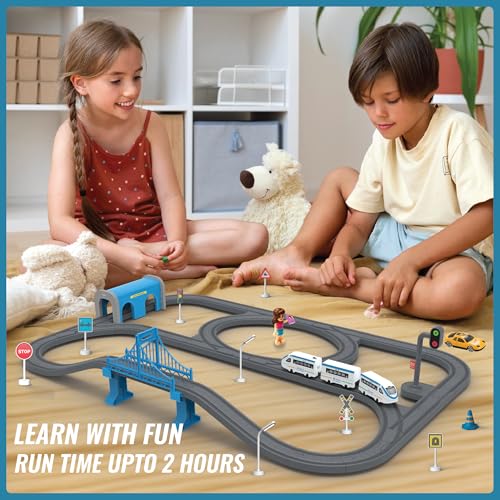 Image of BOOGYWOOGY Vande Bharat Express Toy Train Set | 91-Piece USB Rechargeable Type-C Engine Indian Railway Set with DIY Magnetic Tracks | Educational Toy for Kids Ages 3 for Train Lovers