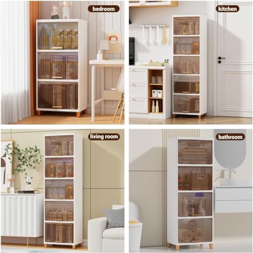Image of URBAN LUXY Foldable Plastic Rack for Storage /Kitchen Cupboard /Sturdy Wardrobe for Clothes /Multipurpose Storage Organizer /Closet for Bedroom /Living Room /Laundry (Big Cupboard Rack -Transparent, 5PCS)