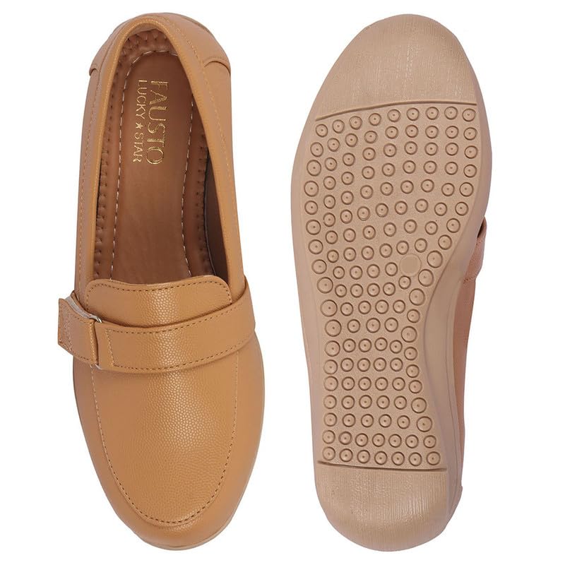 Image of FAUSTO Women's Comfortable Formal Adjustable Strap Hook and Loop Slip On Shoes|Party Shoe|Office Shoe