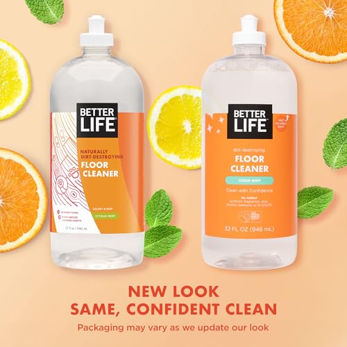 Image of Better Life Floor Cleaner - Liquid Multipurpose Cleaner for Wood, Tile, Laminate, Vinyl, Bamboo - Hardwood Floor Cleaner for Mopping - Citrus Mint 32oz
