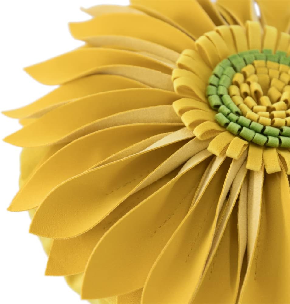 JWH Stereo Flower Throw Pillow Cover Aesthetic Decorative Daisy Accent Pillow Case Round Floral Cushion Handmade Pillowcase for Car Bed Couch Bedroom Chair 12 Inch Mustard Yellow