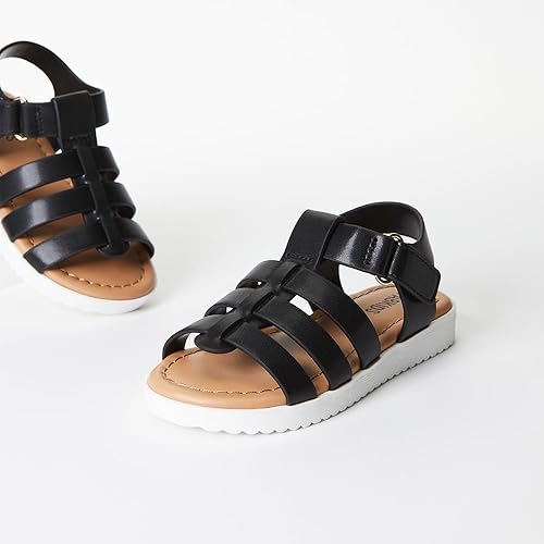 Miniatura 5 de FabKids Sandalias de gladiador para niñas, sandalias planas de tiras trenzadas, sandalias de verano con punta abierta, zapatos de vestir para