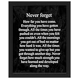 Never Forget How Far You've Come Wall Art - 8x10 Resilience & Healing Poster - Therapy Office Decor, Mental Health Gifts for Women - Recovery & Strength Wall Decor for Bedroom, Home & Office - Unframed Affirmation Sign