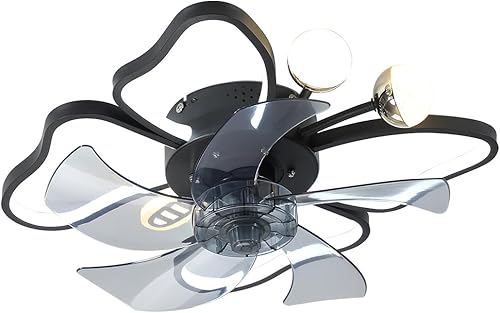 Miniatura 2 de Ventilador de techo de luz de 19.7 pulgadas con control remoto de luces con diseño moderno de mariposa, negro, ventilador para dormitorio, sala de
