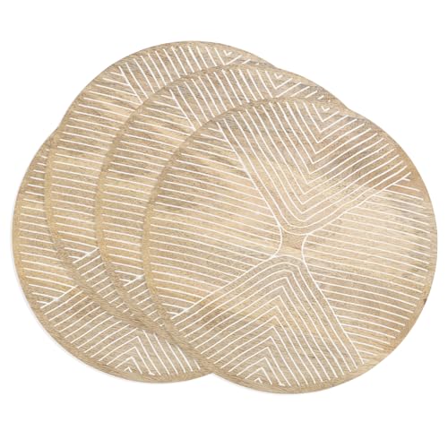 Platos cargadores rústicos de madera 13 pulgadas, juego de 4 miniatura 1
