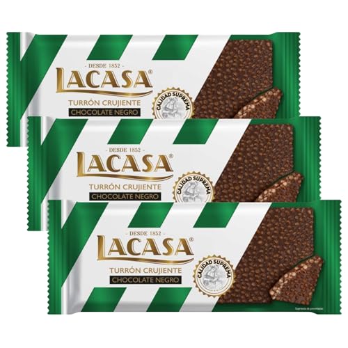Lacasa 3x Turrón Crujiente de Chocolate Negro 150 G