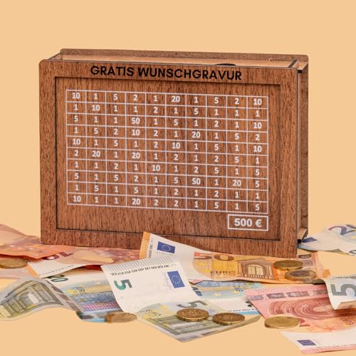 Cofrinho com nome gravado 500 € • SparBox: o original (6 tamanhos) • reutilizável • com números para discar • Presente para crianças e adultos