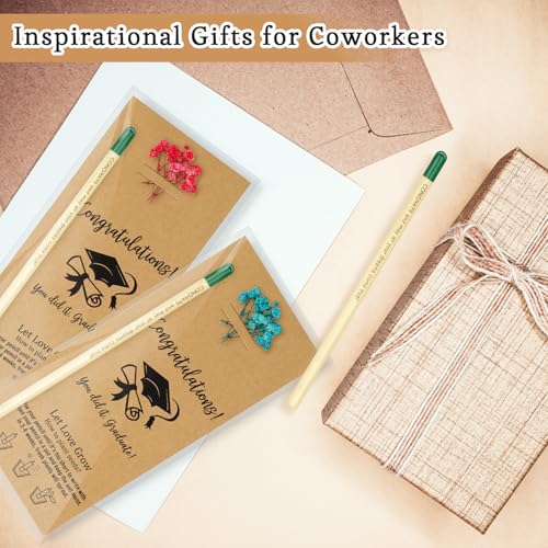 Set de 25 lápices para graduación 2026 con tarjeta y flores miniatura 6