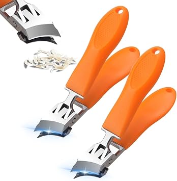 Wide Jaw Opening Anti-Splash Slanted Nail Clipper,2026 Fingernail and Toenail Clipper Cutters for Seniors Men Women,Nail Clippers for Home Use Orange-2pc