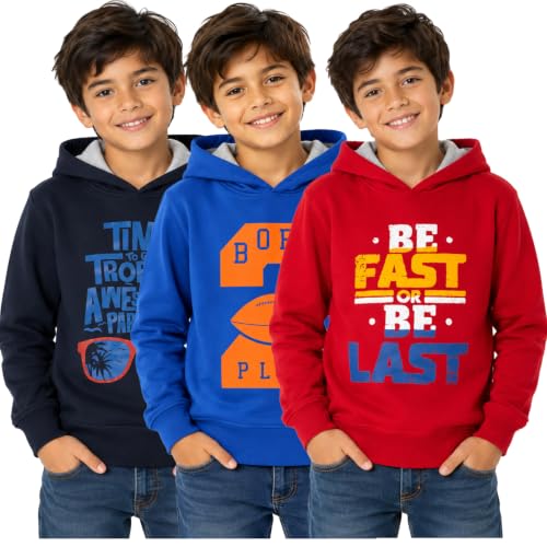 Image of T2F Boys Cotton Hooded Sweatshirt (Pack of 3)