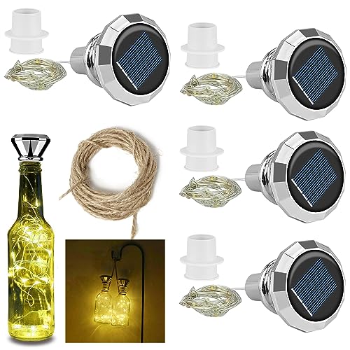 4-Pack Solar Powered Bottle Lights With Cork - Solar Bottle Lights Diamond Top Solar Fairy Lights with 2M 20 Led Copper Wire IP65 Waterproof Copper for Outdoor Gardens Patios Parties Festival