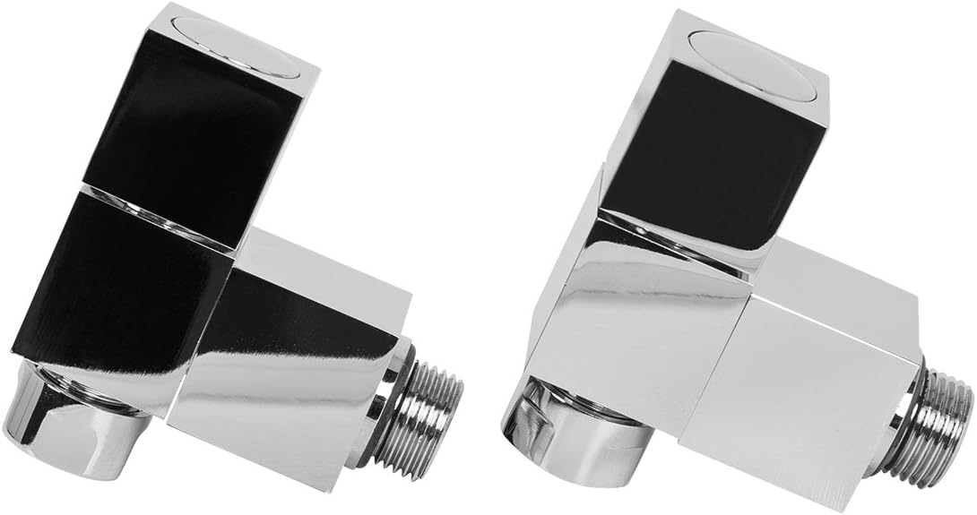 Warmehaus Chrome Square Angled Towel Rail/Radiator Valves