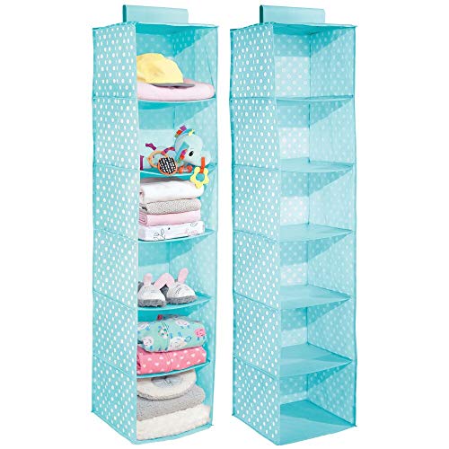 mDesign Soft Fabric Over Closet Rod Hanging Storage Organizer with 6 Shelves