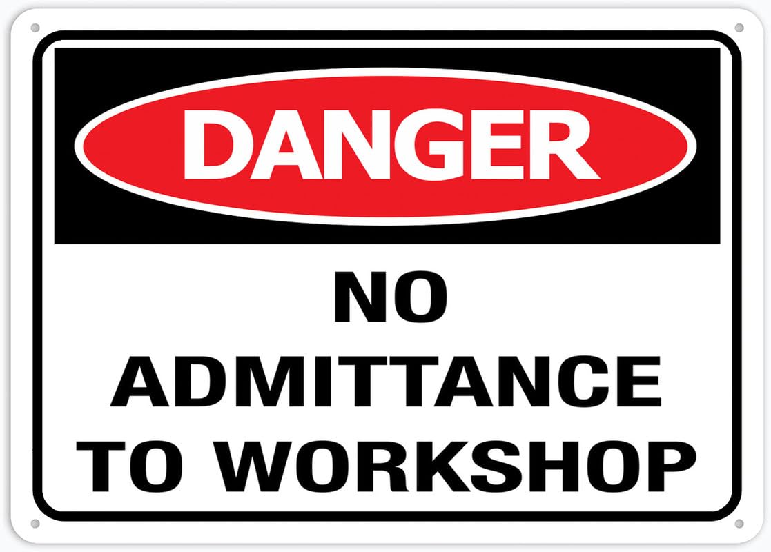 Danger No Admittance To Workshop Aluminum Metal Sign 12"x8" UV Printed Weatherproof For Home/Business Security Use