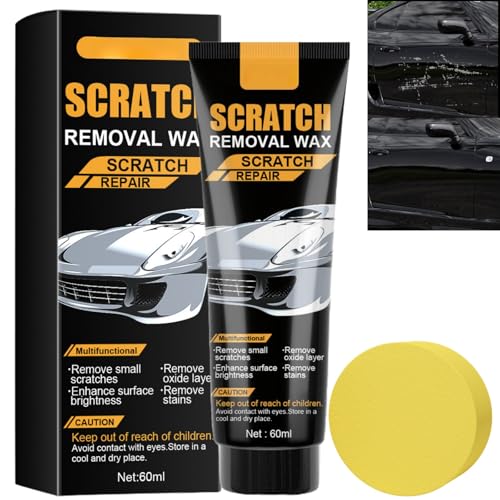 60ML Car Scratch Repair Kit,New T Cut Scratch Remover,Best Car Scratch Remover & Polish for Scratches, Black Car Scratch Remover Wax with Wipe Sponge, Easy to Use Paint Scratch Repair for Vehicles